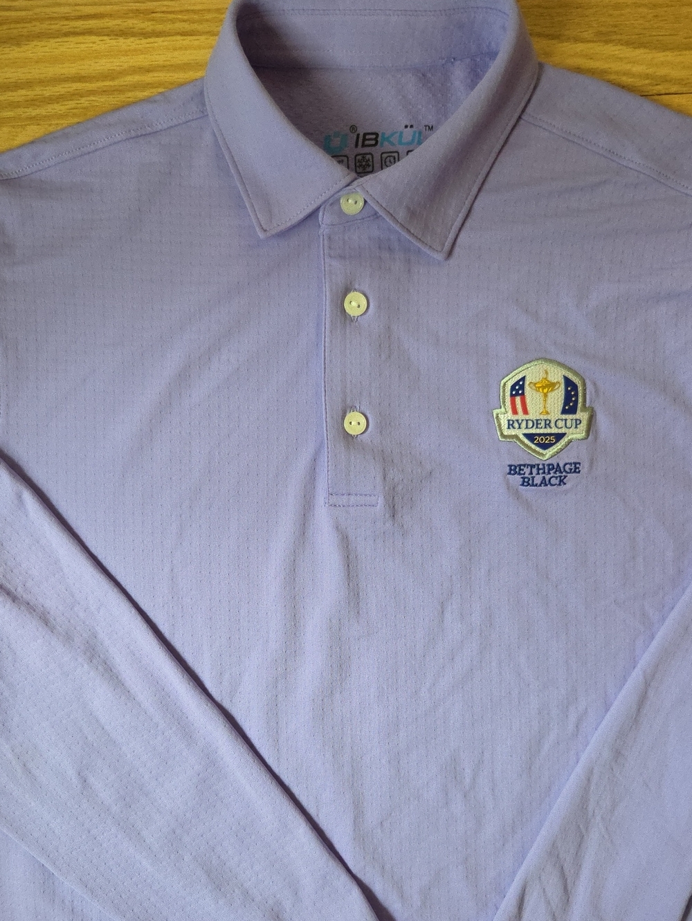 Ibkul 2025 Ryder Cup Bethpage Black Long Sleeve Golf Polo M Aon Sponsor